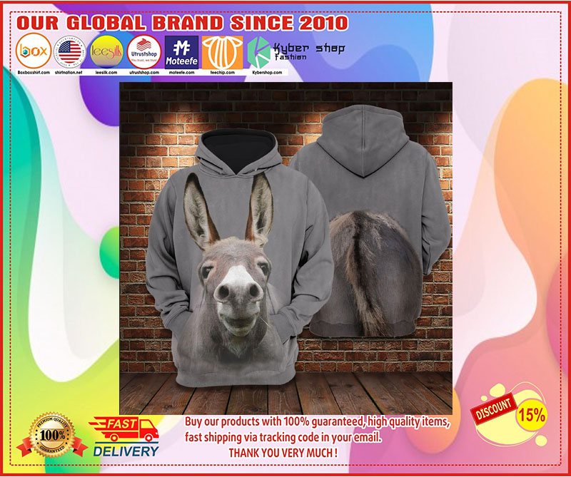 Cute donkey 3D hoodie 4
