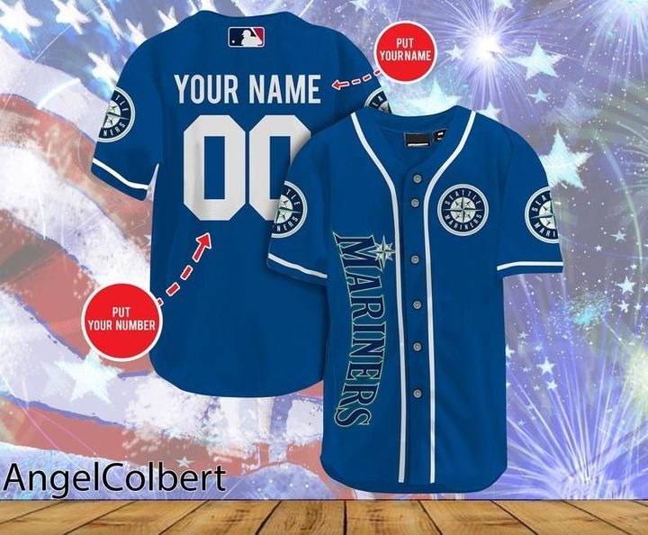 Seattle Mariners Personalized Name And Number Baseball Jersey Shirt - Blue