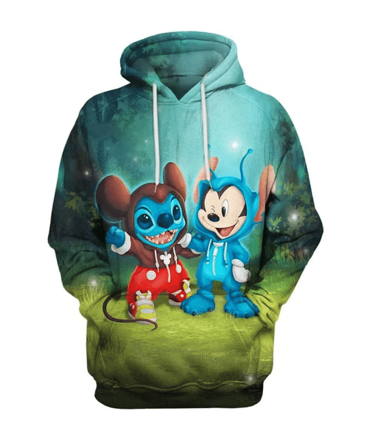 Mickey And Stitch 3d all over print hoodie1