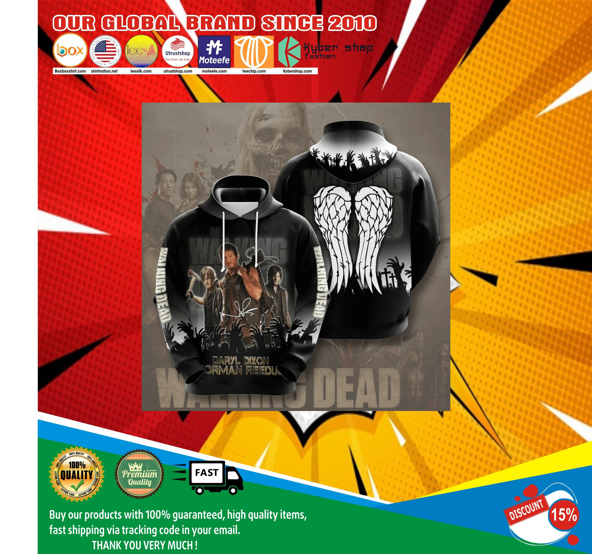 The walking dead daryl dixon norman reedus 3d hoodie1