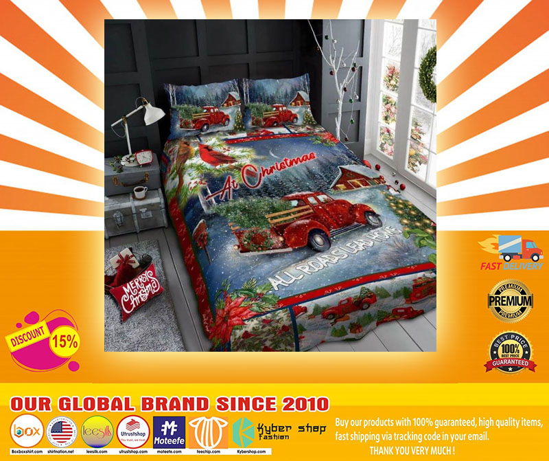 At christimas all roads lead home quilt BEDDING SET4