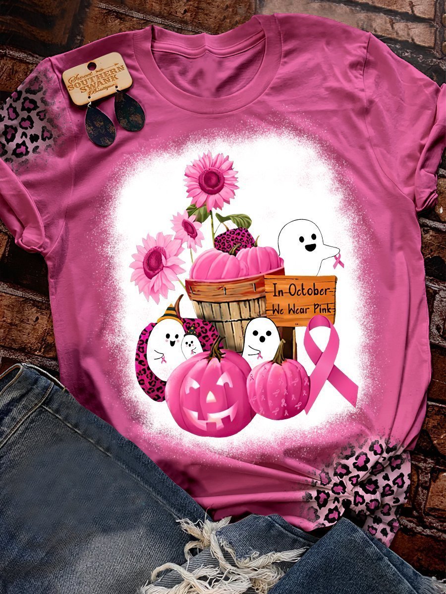 Breast cancer awareness pumkin ghost in october we wear pink 3d shirt- LIMITED EDITION