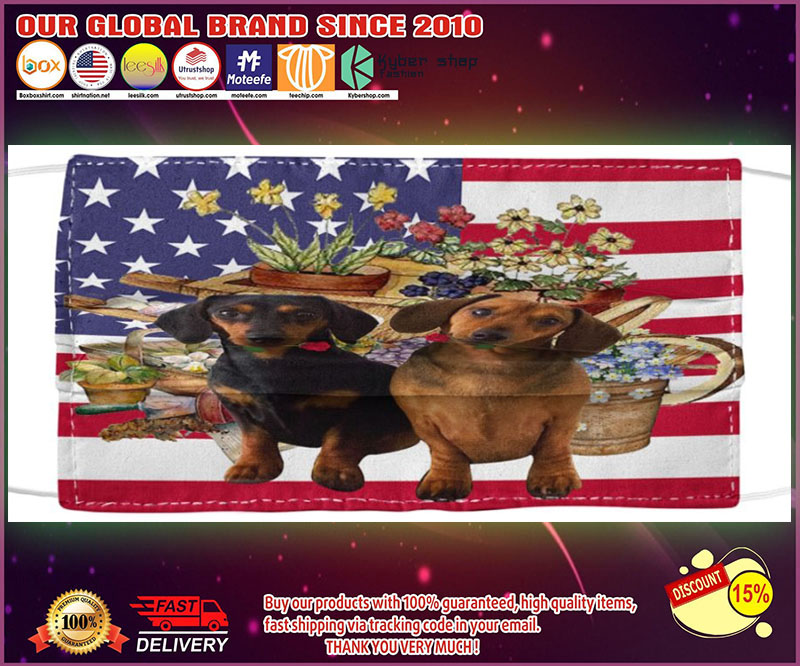 Dachshund American flag flower face mask