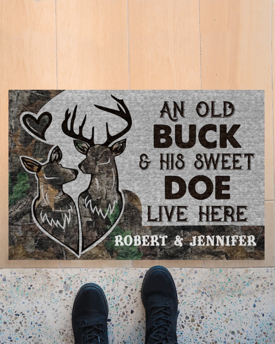 Deer an old buck and his sweet doe live here doormat 8