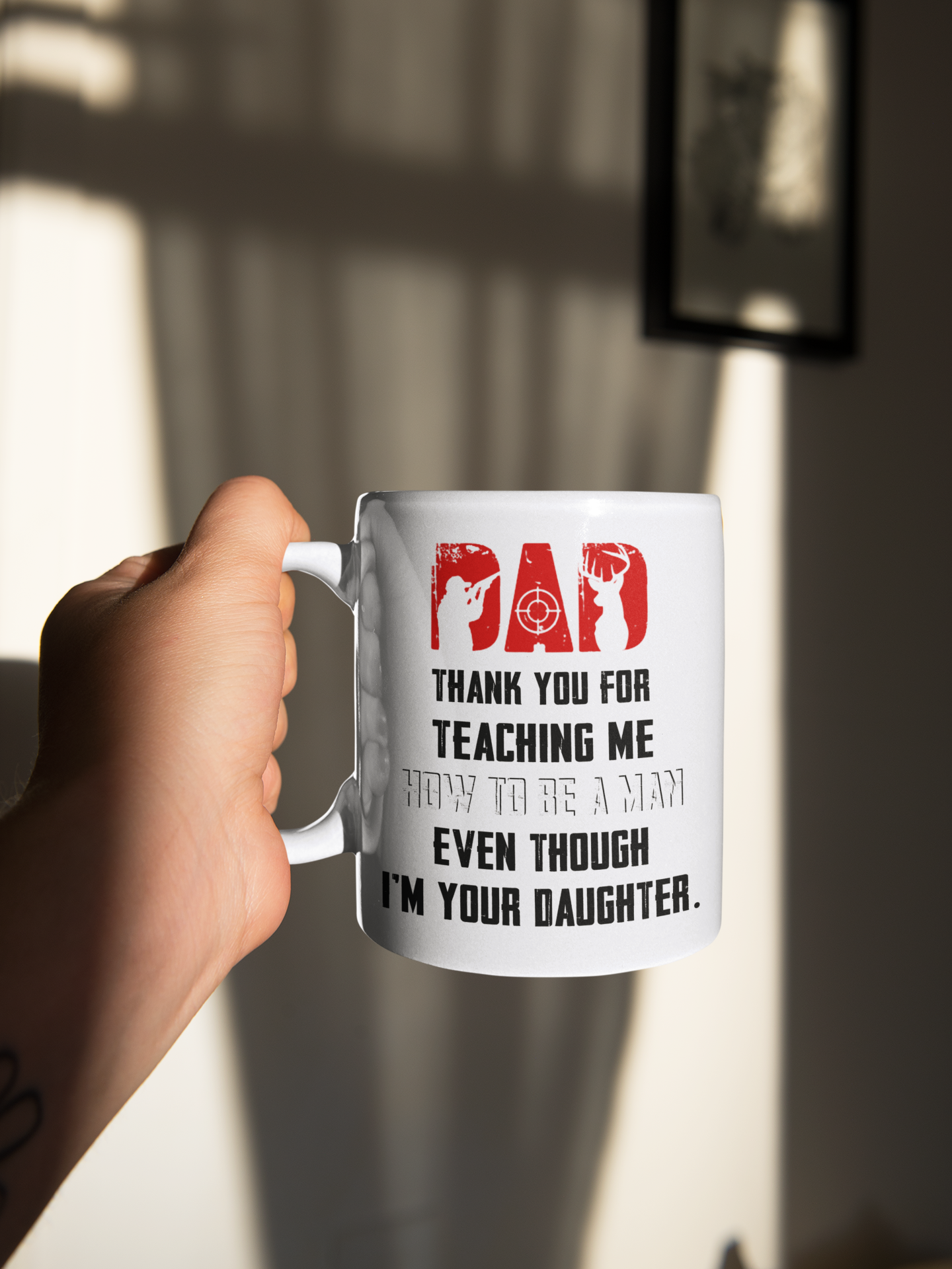 Deer hunting Dad thank you for teaching me how to be a man even though i'm your daughter mug 1