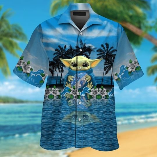 Detroit Lions Baby Yoda Hawaiian Shirt, Short1