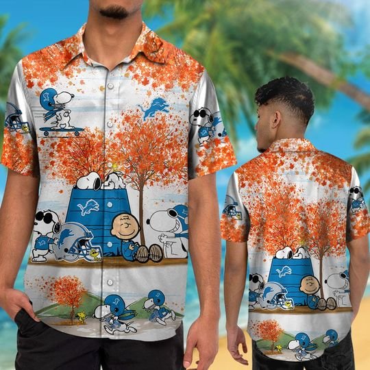 Detroit lions Snoopy autumn hawaiian shirt,short