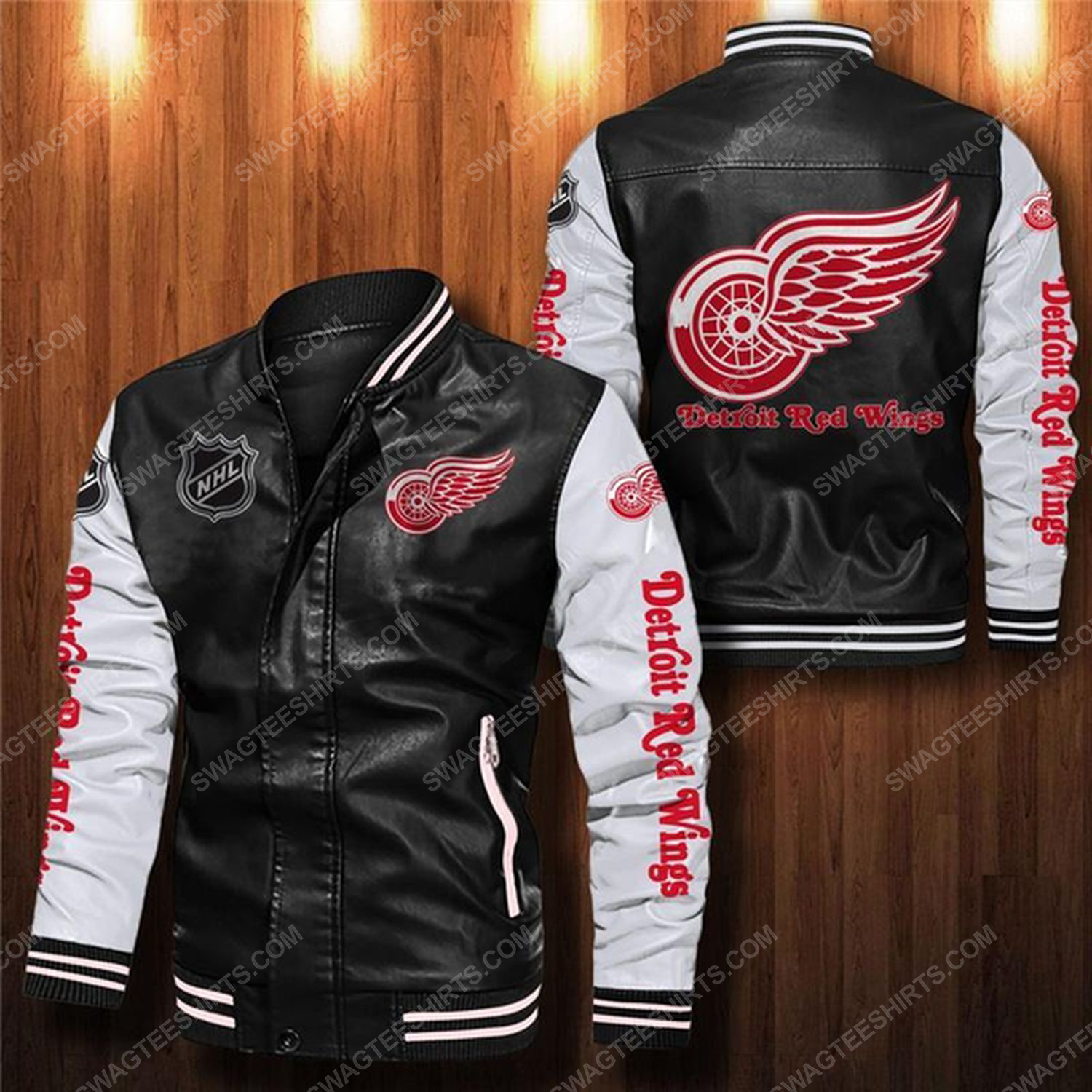 [special edition] Detroit red wings all over print leather bomber jacket – maria