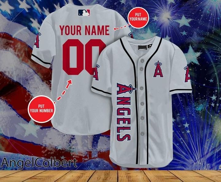 Los Angeles Angels Personalized Baseball Jersey Shirt - Sliver