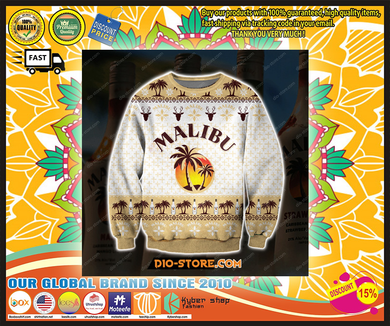 3D PRINT KNITTING PATTERN MALIBU RUM UGLY CHRISTMAS SWEATER