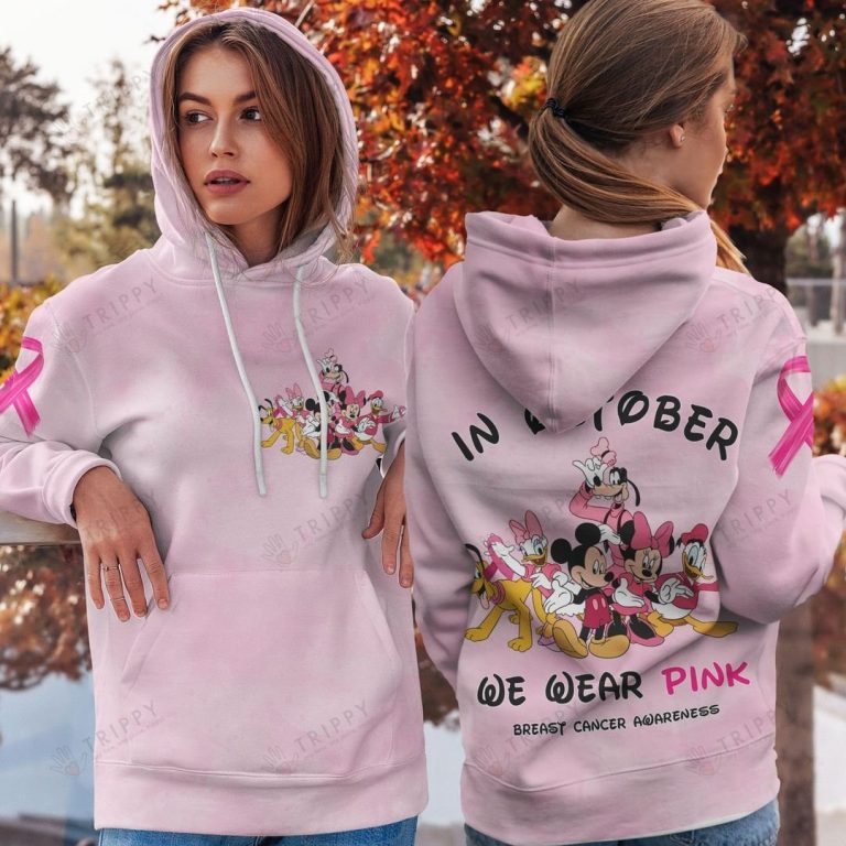 Disney In October We Wear Pink Breast Cancer Awareness 3D Hoodie, Shirt3