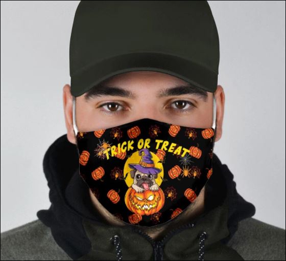 Halloween Pug and pumpkin trick or treat face mask