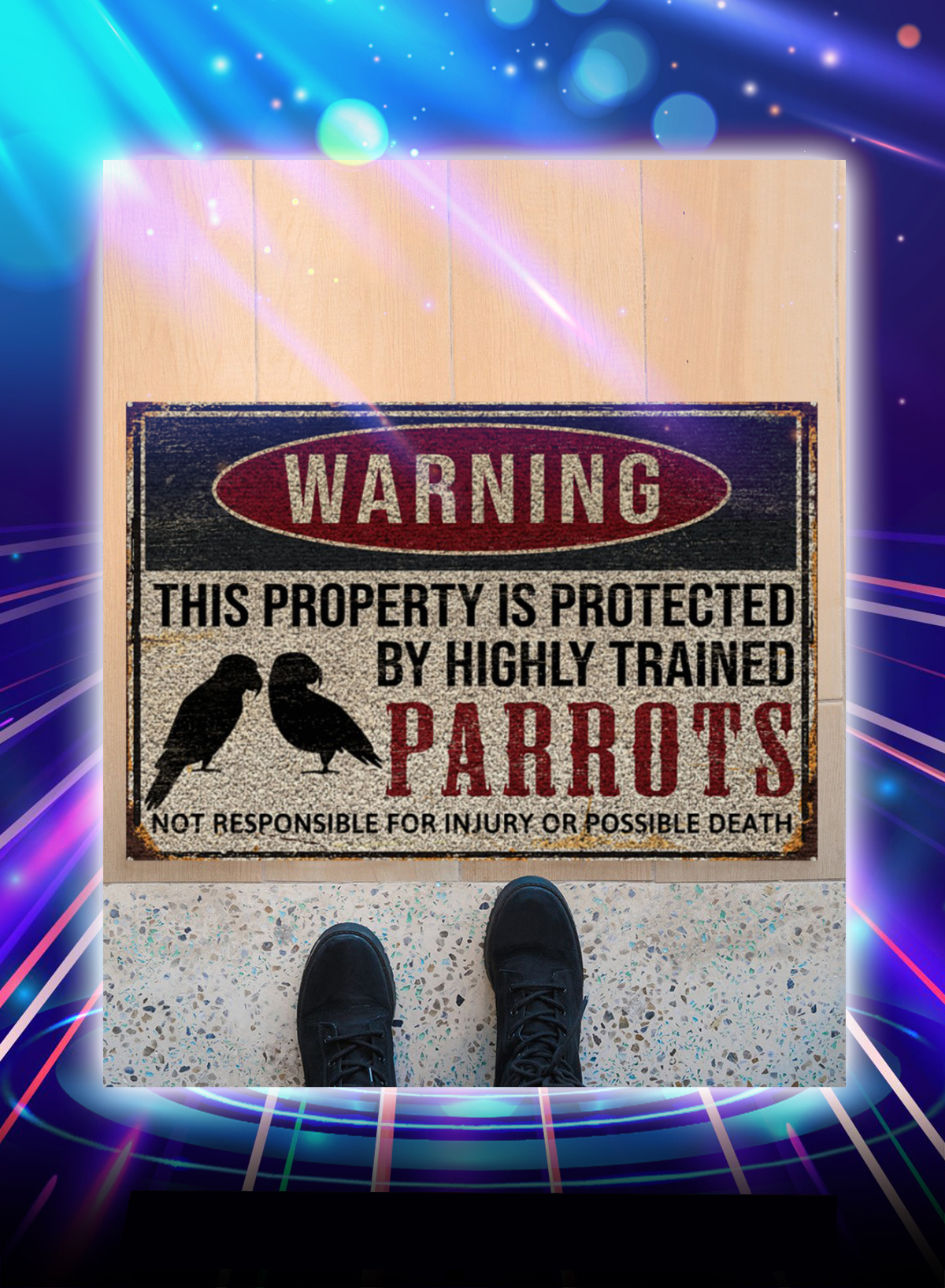 Doormat Parrots warning this property is protected - Picture 1
