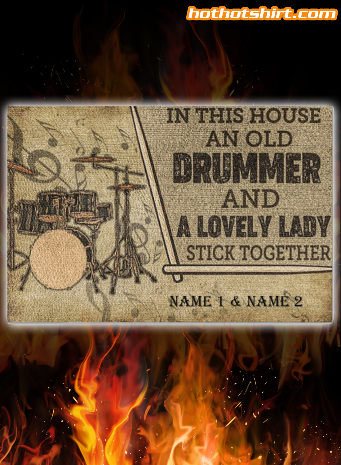 Drummer and a lovely lady stick together personalized doormat