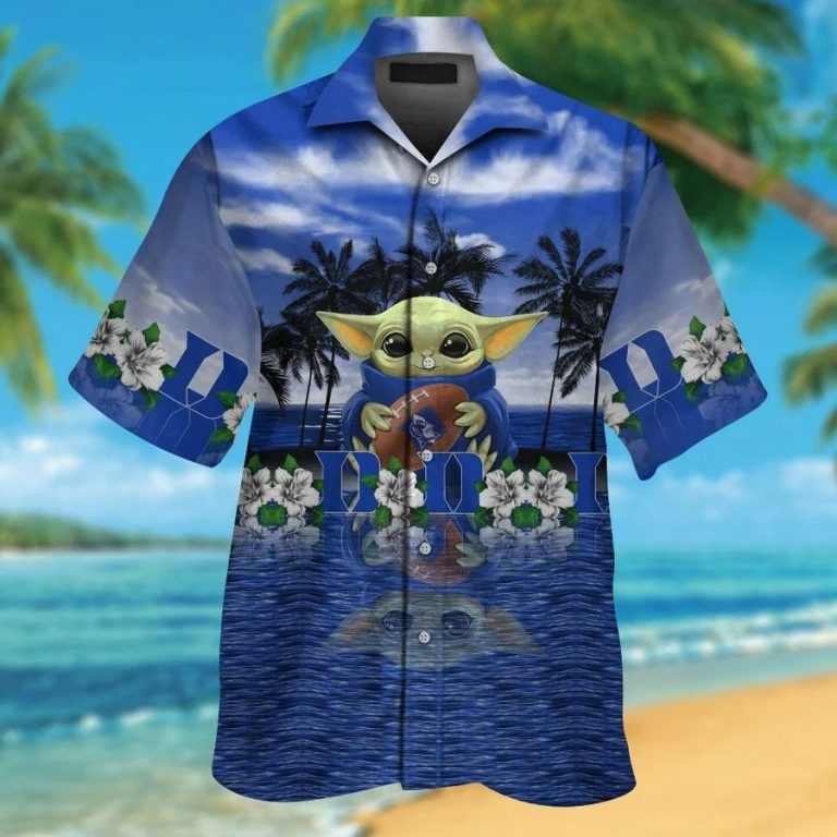 Duke Blue Devils And Baby Yoda Hawaiian Shirt, Shorts1