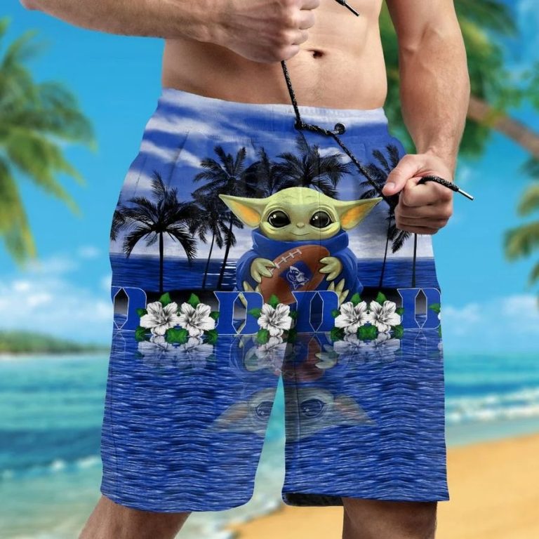 Duke Blue Devils And Baby Yoda Hawaiian Shirt, Shorts2