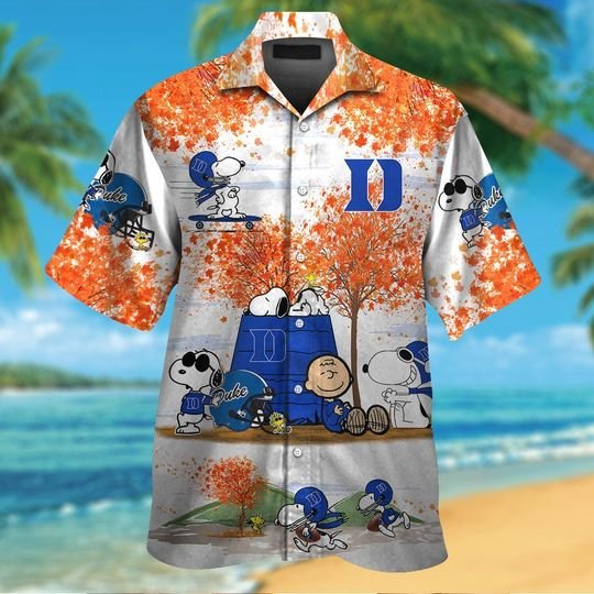 Duke Blue Devils The Peanuts Snoopy autumn hawaiian shirt,short -BBS