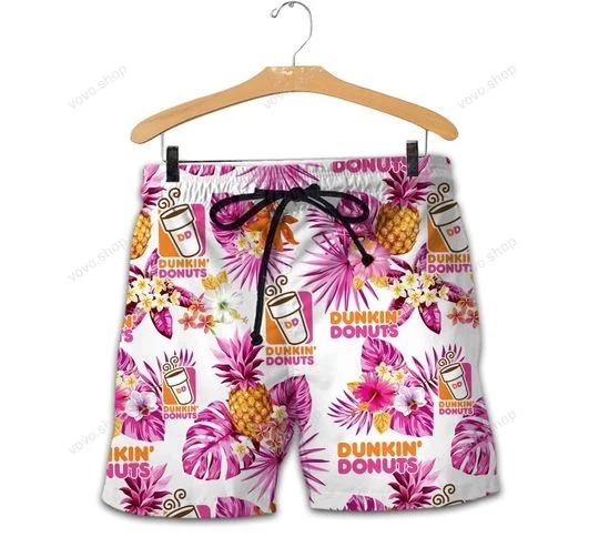 Dunkin donuts pineapple hawaiian shirt short (1)