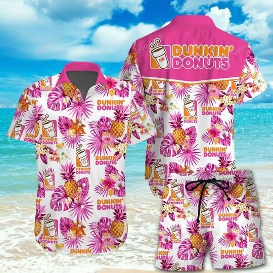 Dunkin donuts pineapple hawaiian shirt, short – LIMITED EDITION