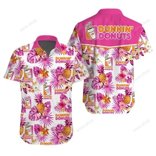 Dunkin donuts pineapple hawaiian shirt short (3)