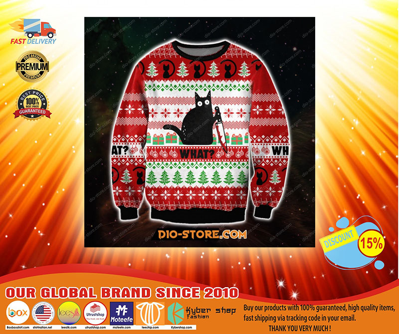 What black cat ugly Christmas sweater3