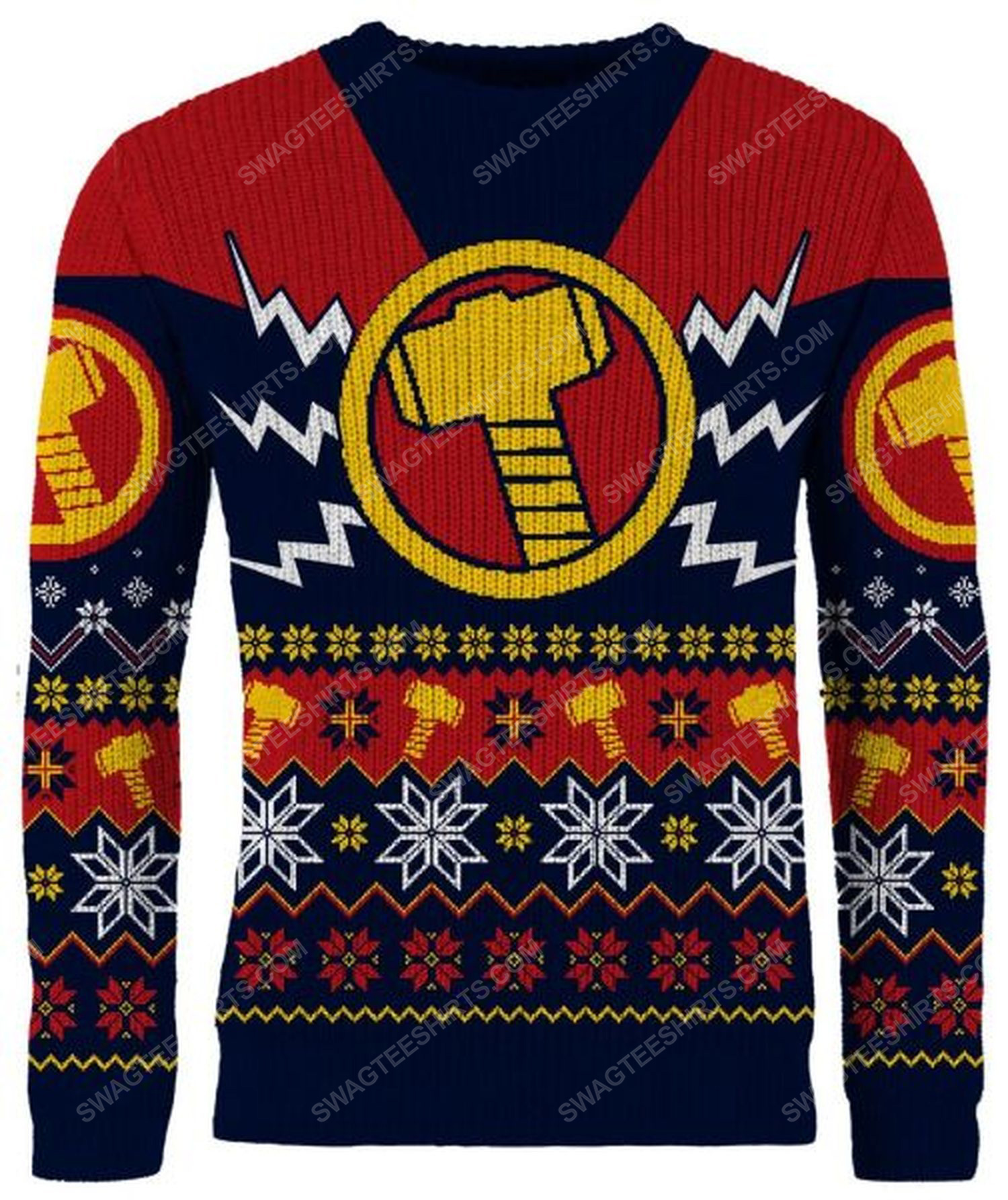 [special edition] Christmas holiday marvel thor full print ugly christmas sweater – maria