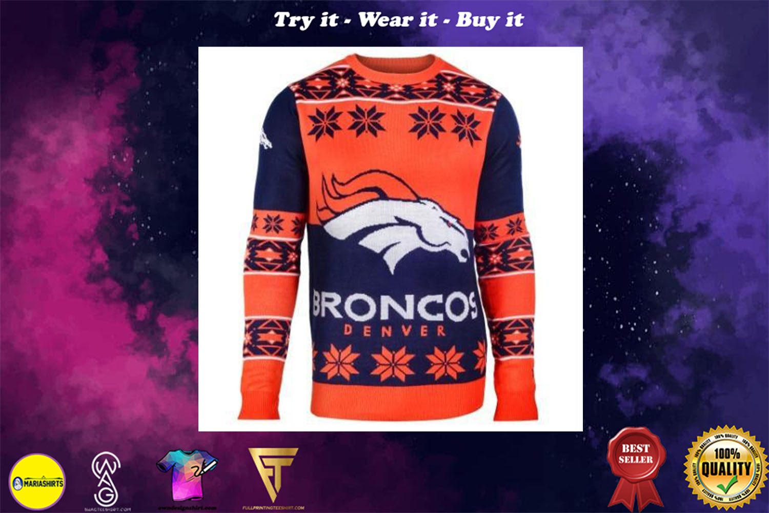 [special edition] denver broncos national football league ugly christmas sweater – maria