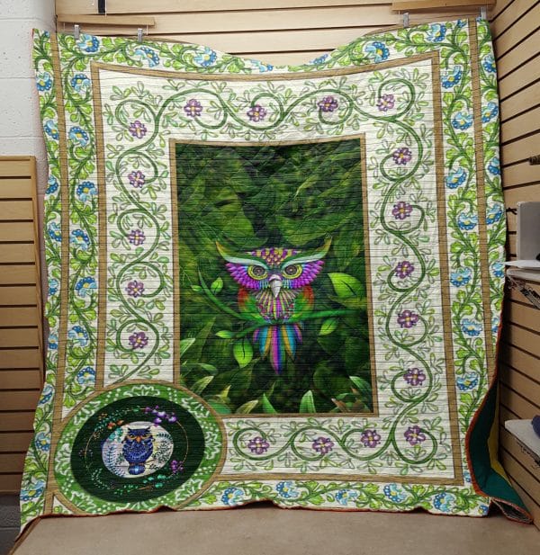 St patrick’s day owl all over printed quilt – maria