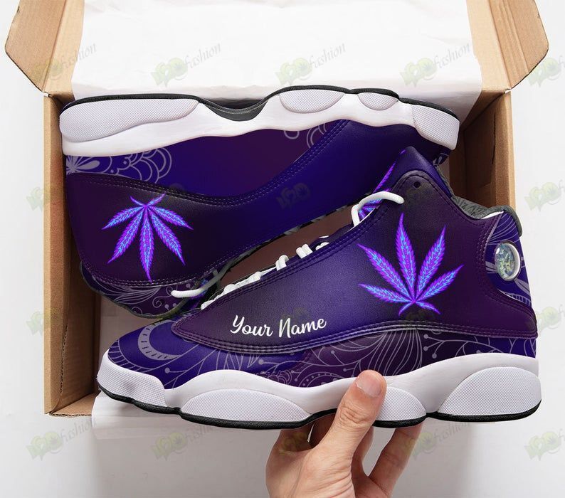 Purple weed custom personalized name Air Jordan 13 shoes (1)