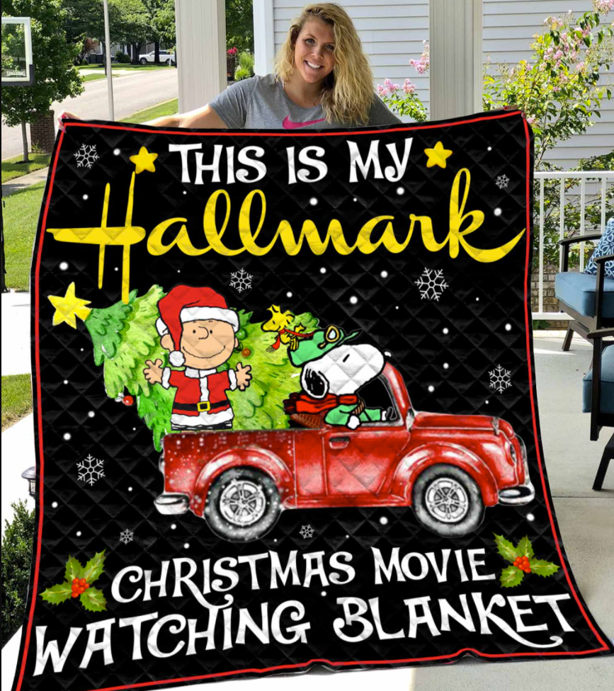 Snoopy this is my Hallmark Christmas movie watching blanket quilt