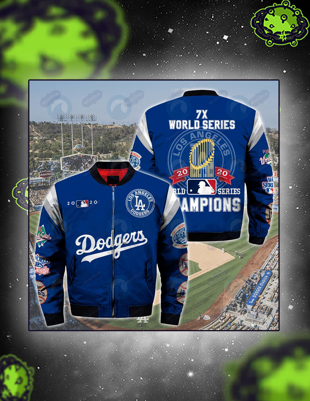 LA dodgers 7x world series champions all over printed bomber