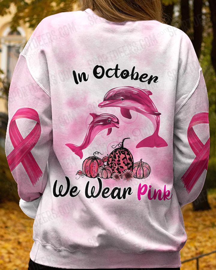 Pink Dolphin in October we were pink 3d shirt 4