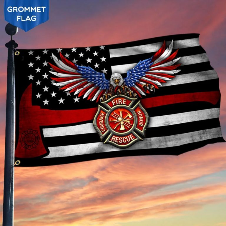 Eagle Firefighter Grommet The Thin Red Line Flag