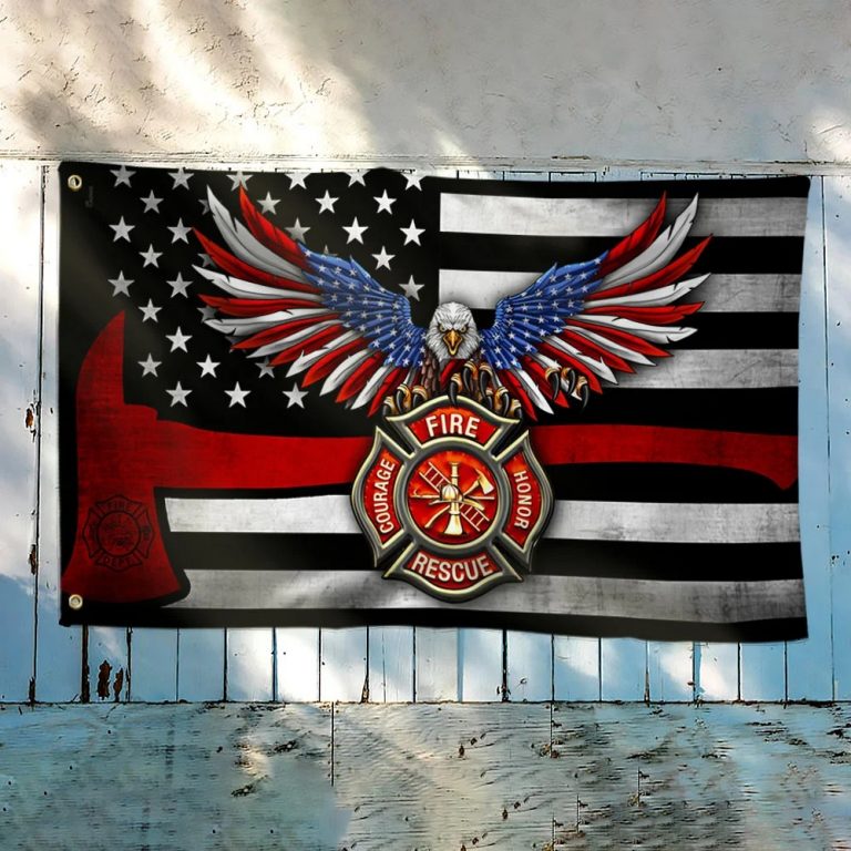 Eagle Firefighter Grommet The Thin Red Line Flag