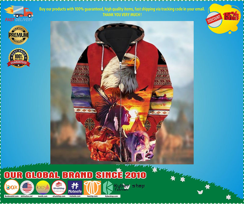 Eagle native american zip hoodie 2