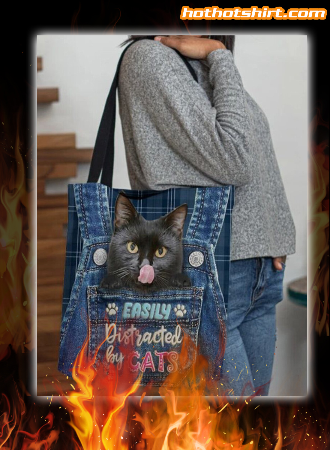Easily distracted by cats tote bag 1