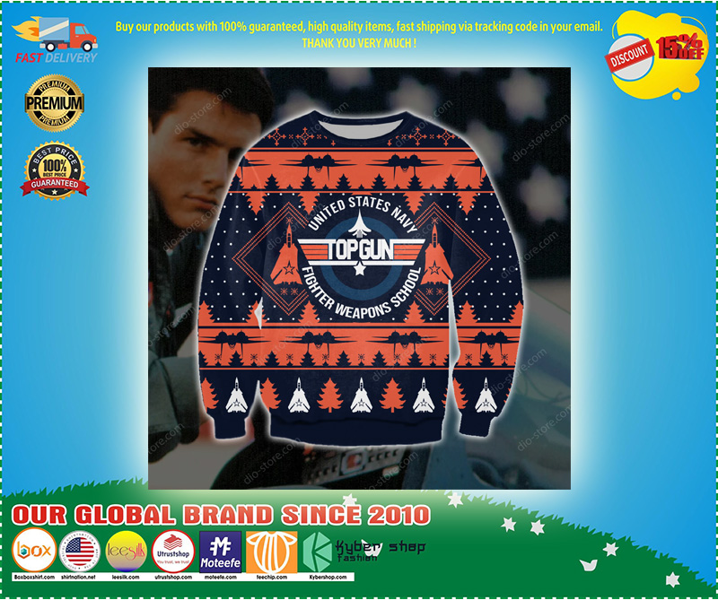 TOP GUN UNITED STATES NAVY FIGHTER WEAPONS SCHOOL UGLY CHRISTMAS SWEATER 1