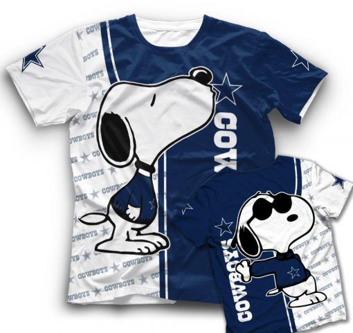 Snoopy And Dallas Cowboys 3d t-shirt