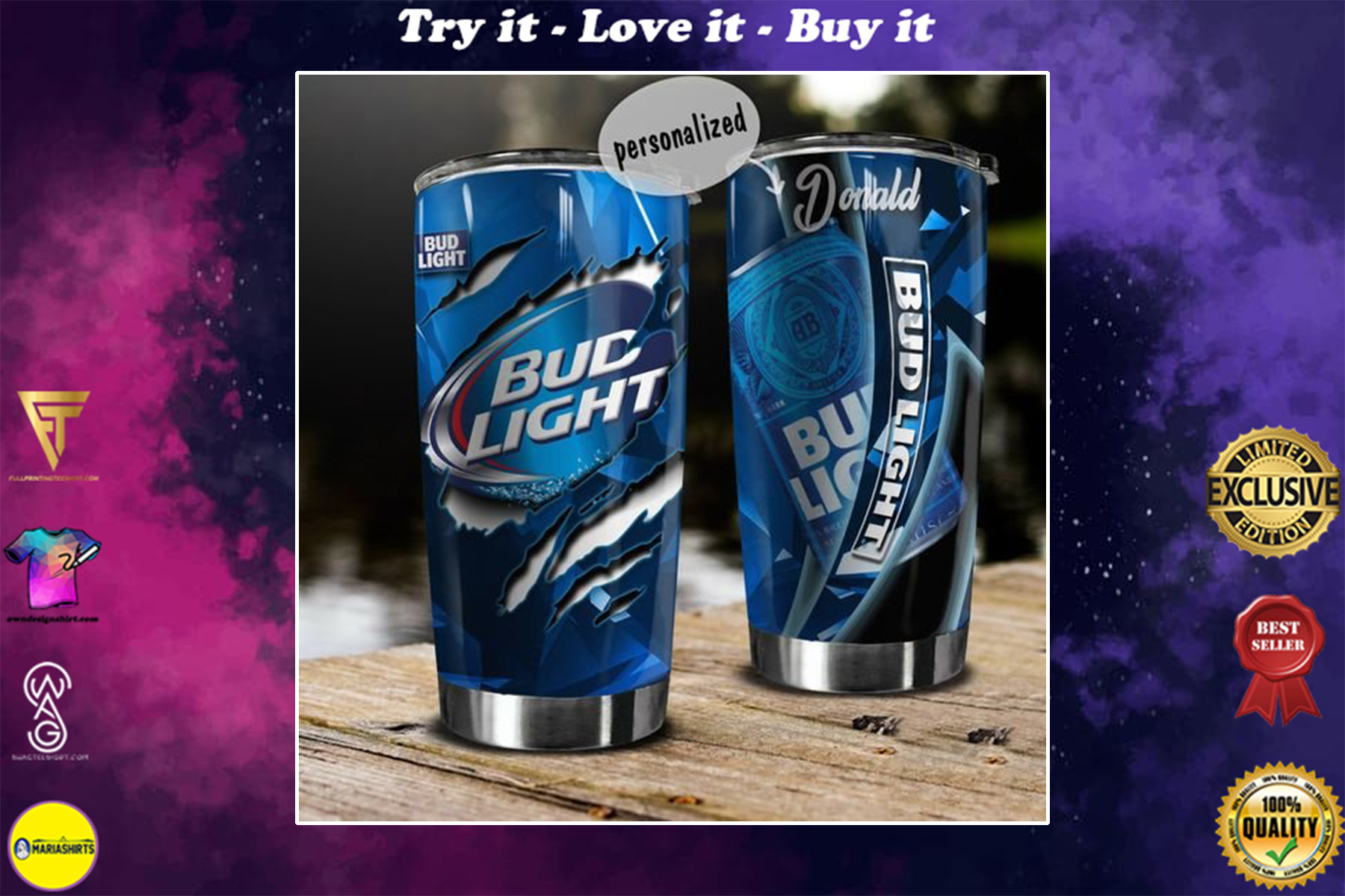 [special edition] custom name bud light beer tumbler – maria