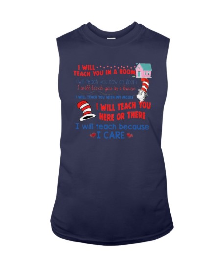 Dr Seuss I will teach you in a room I will teach you now on Zoom tank top