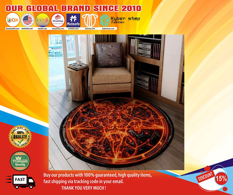 Sigil of fire baphomet round carpet1