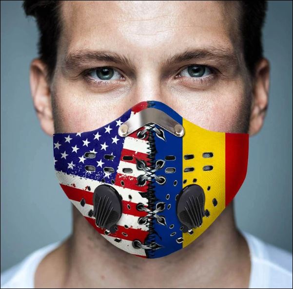 American and Romania flag filter activated carbon face mask