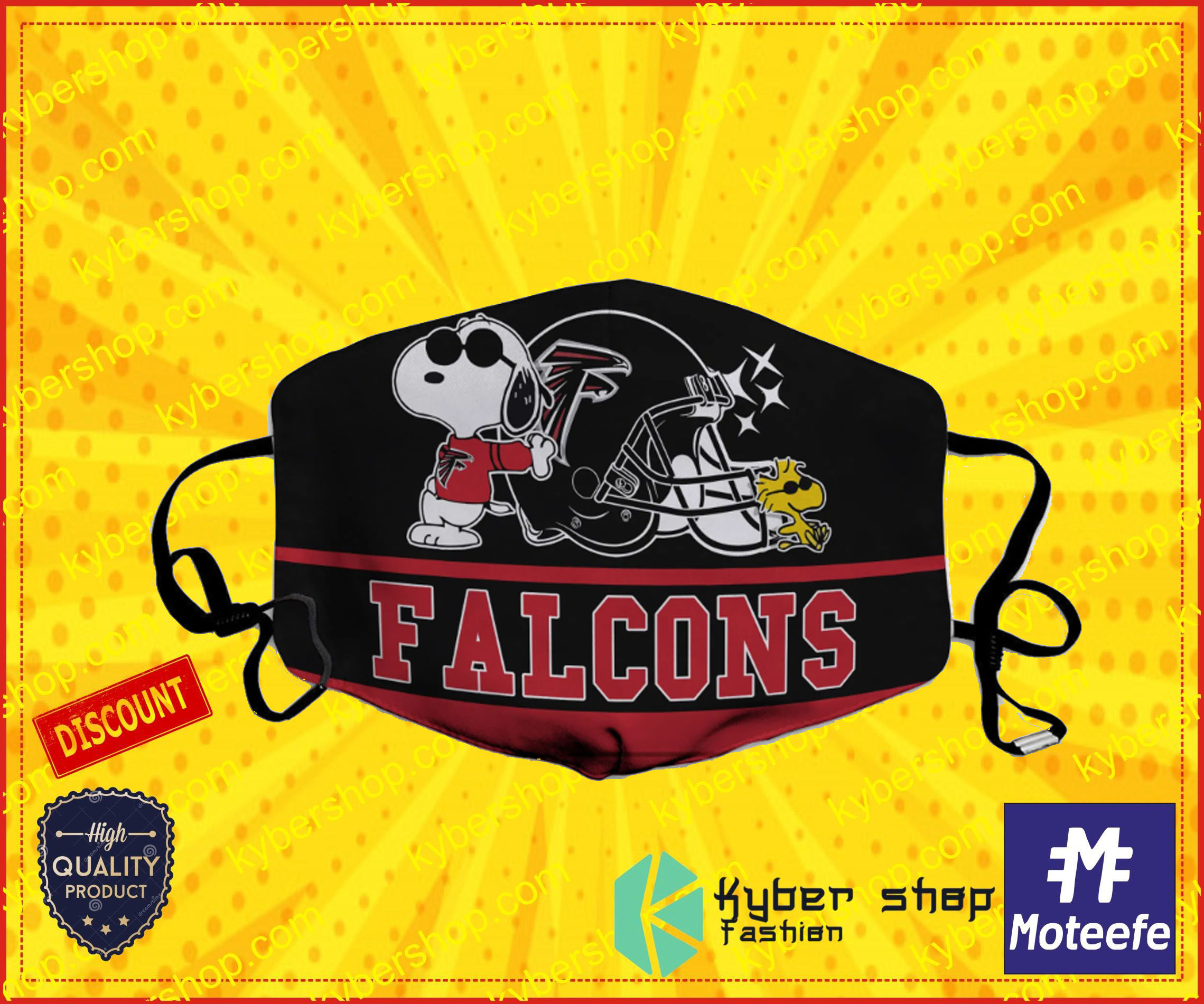 Snoopy Joe Cool Atlanta Falcons Face Mask- LIMITED EDTION2