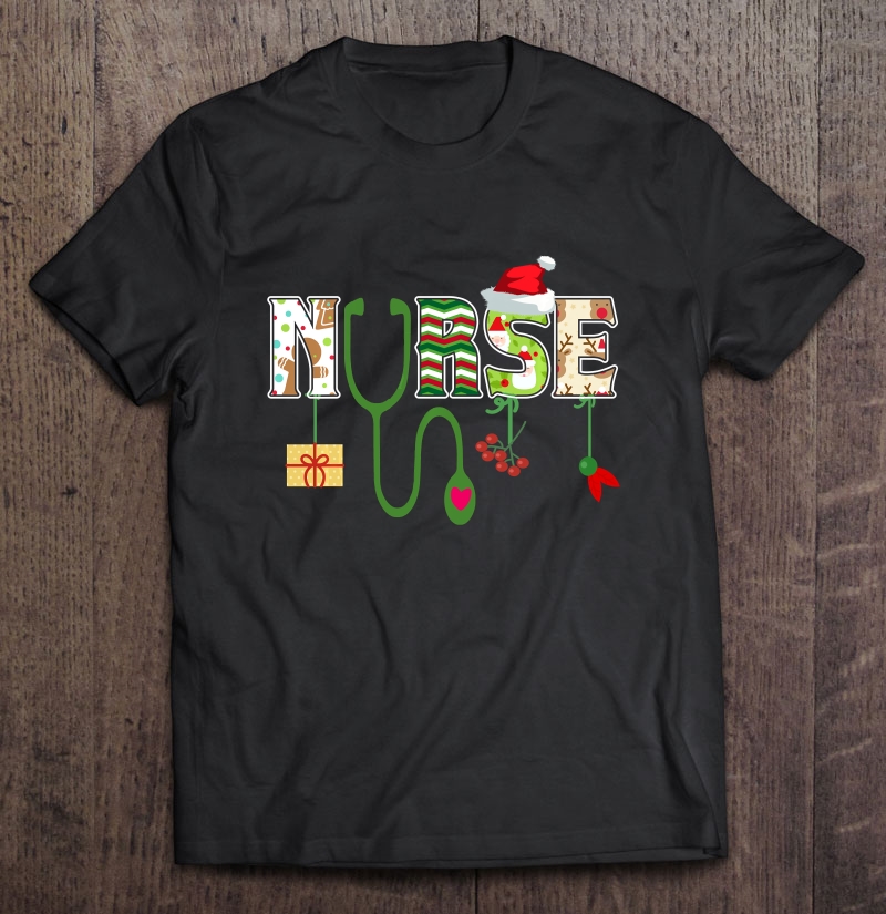 Nurse Christmas Santa Hat & Gift Box Version shirt