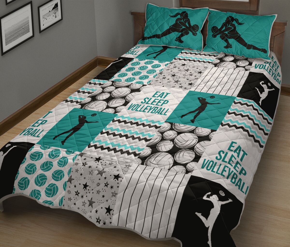 Eat sleep Volleyball shape quilt1
