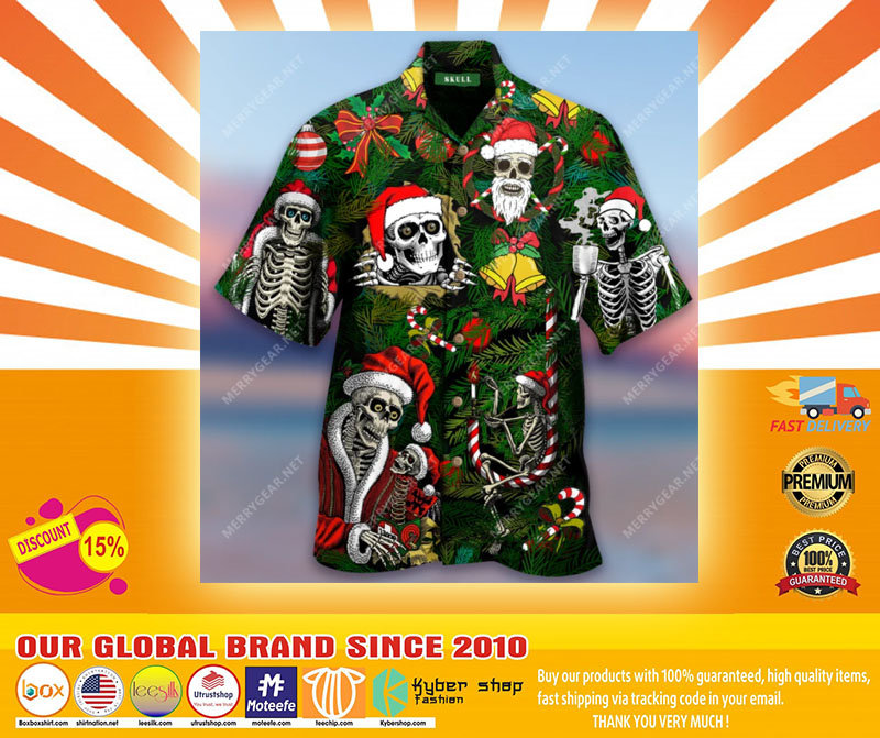 Skeleton Santa Clause hawaiian shirt4