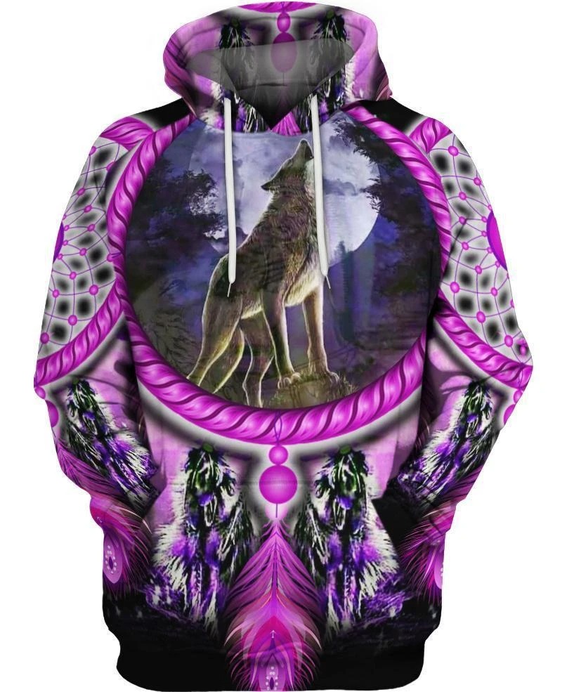 Wolf dreamcatcher violet 3D All over print hoodie – Teasearch3d 220520