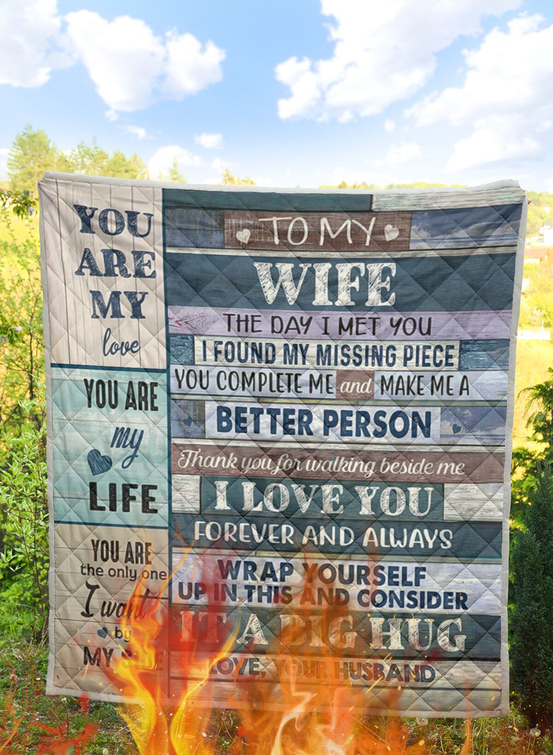 To my wife the day i met you quilt blanket