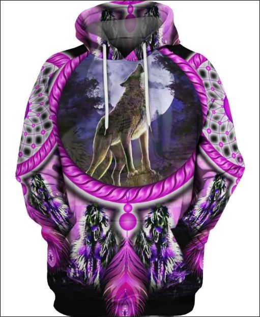 Native Wolf violet 3D hoodie