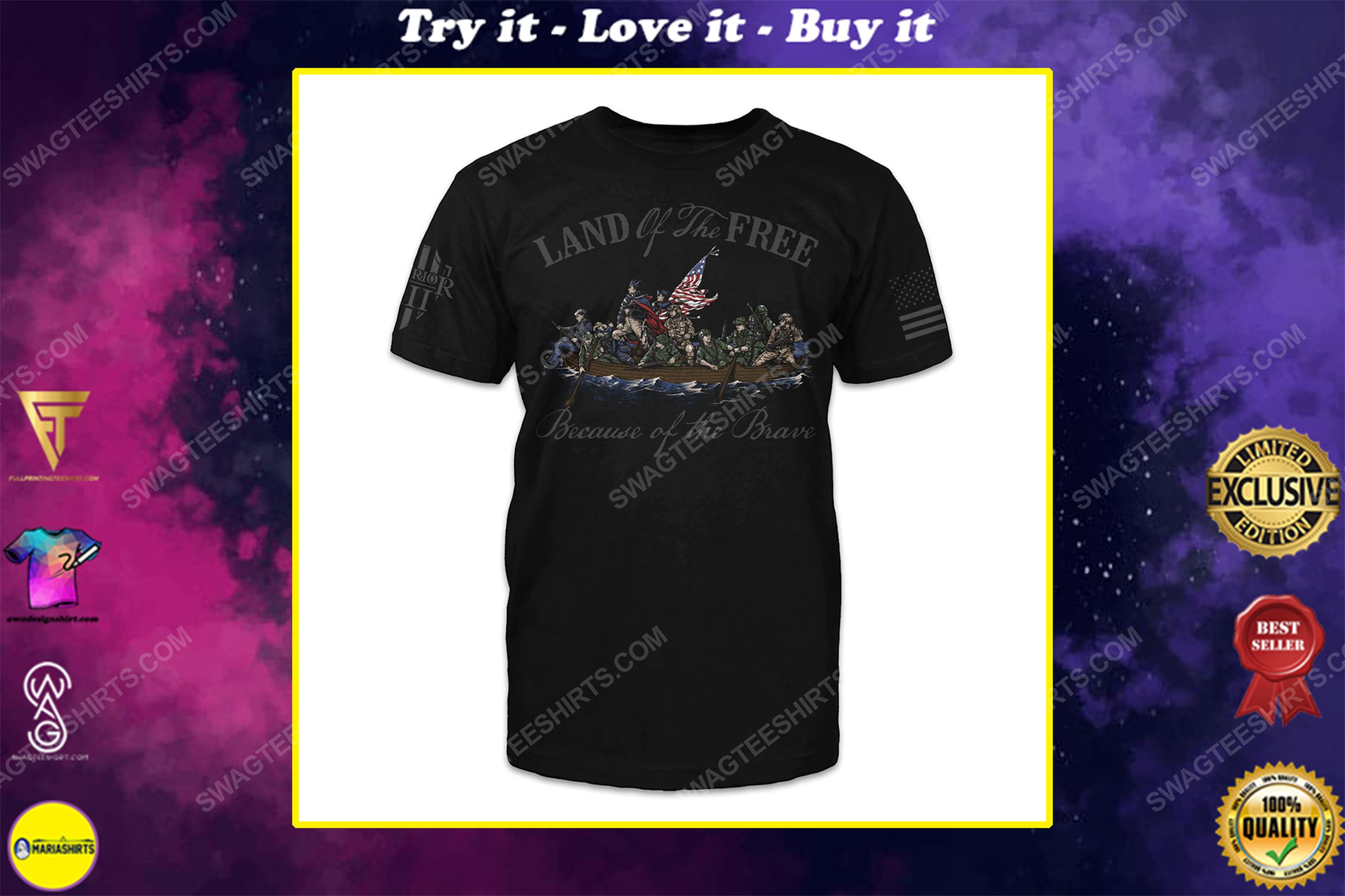 [special edition] Land of the free because of the brave US armed forces shirt- maria